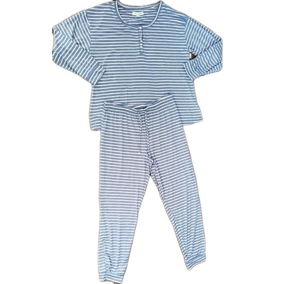 Carole Hochman Other - Carole Hochman Pajama Set Size Medium Pjs Jogger Jersey Knit Blue White Stripes